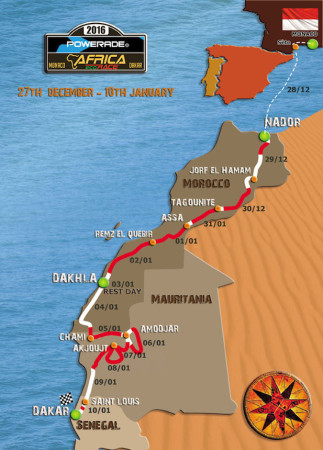 Mapa závodu Africa Eco Race 2016