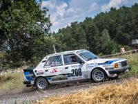 Enge Tomáš a Engeová Lucie při historických rallye na voze Škoda 130 LR