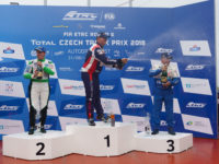 Pódium FIA ETRC 2018 Most, závod 1: P1 #1 Adam Lacko (CZE), Buggyra International Racing System (CZE), Freightliner; P2 #30 Sascha Lenz (DEU), Sascha Lenz (DEU), MAN a P3 #2 Jochen Hahn (DEU), Jochen Hahn (DEU), IVECO