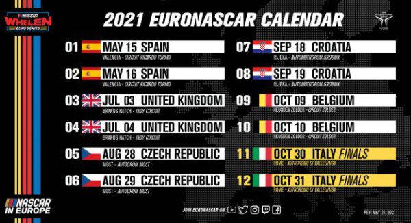 Aktualizovaný kalendář EuroNASCAR 2021