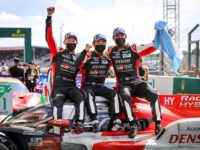 Vítězná posádka 24H Le Mans 2021: Conway, Kobajaši a Lopez, Toyota Gazoo Racing, Toyota GR010 - Hypercar (foto: Toyota Gazoo Racing média)